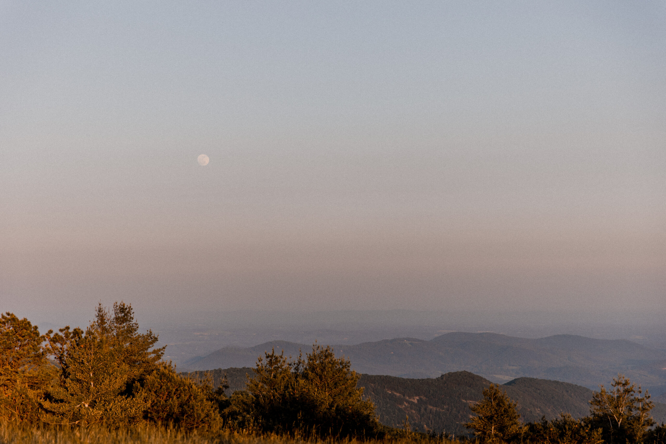 Blue Ridge Mountains sunset engagement full moon