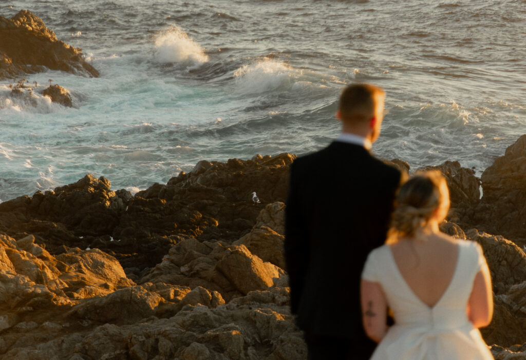 Couple overlooking ocean at Garrapata State Park during Big Sur elopement