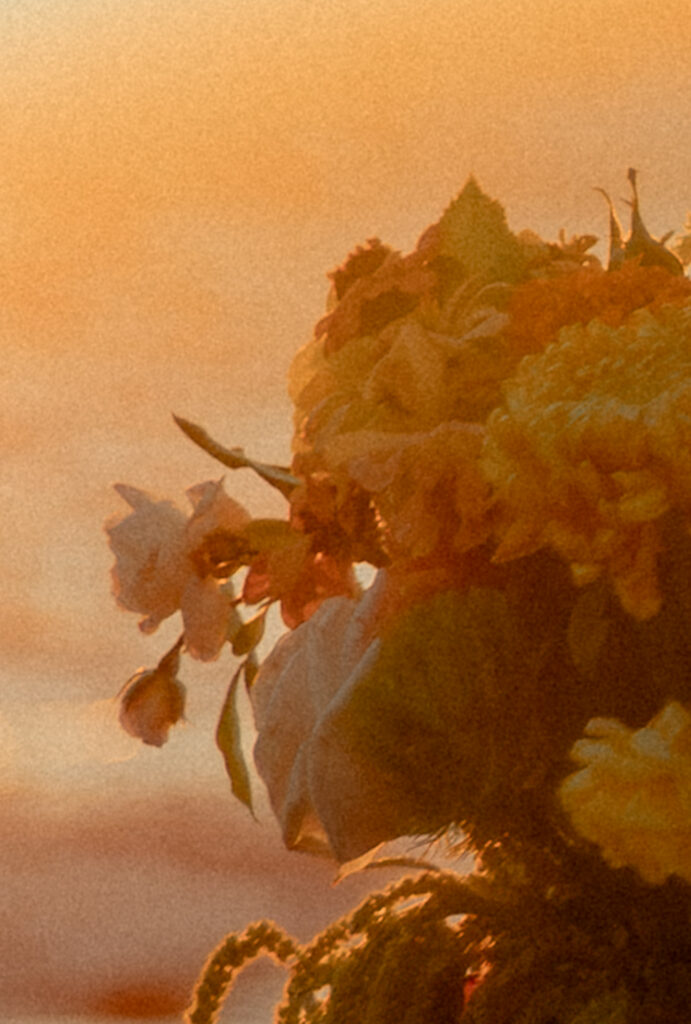 Bridal bouquet in warm light during Big Sur elopement