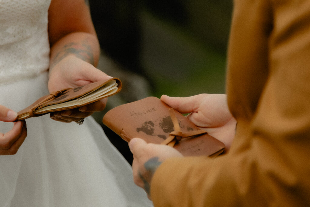 Close-up photo of handwritten vows during Iceland vow renewal ceremony